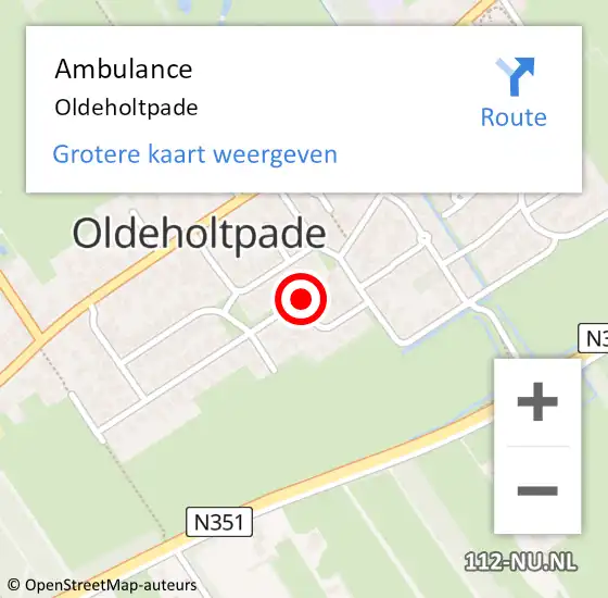 Locatie op kaart van de 112 melding: Ambulance Oldeholtpade op 21 november 2023 17:55