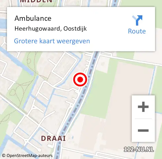 Locatie op kaart van de 112 melding: Ambulance Heerhugowaard, Oostdijk op 21 november 2023 18:11