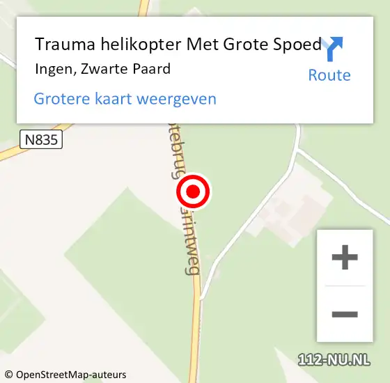 Locatie op kaart van de 112 melding: Trauma helikopter Met Grote Spoed Naar Ingen, Zwarte Paard op 21 november 2023 18:47