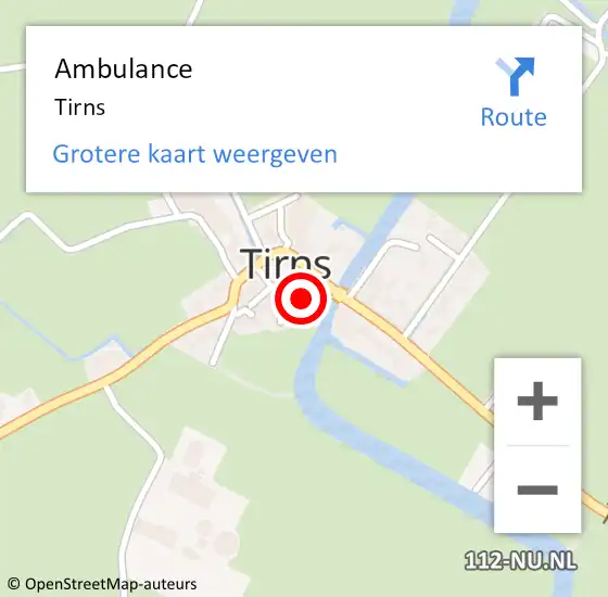 Locatie op kaart van de 112 melding: Ambulance Tirns op 21 november 2023 19:52