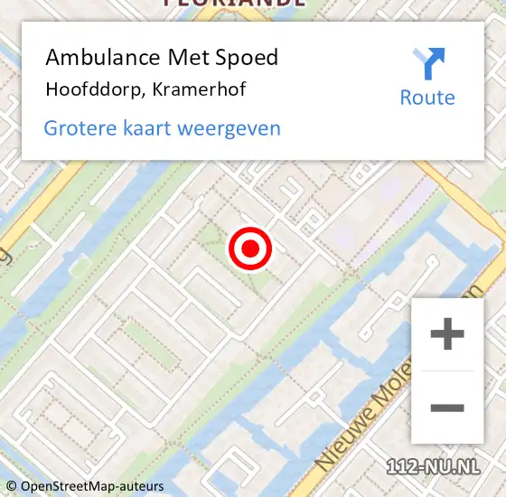 Locatie op kaart van de 112 melding: Ambulance Met Spoed Naar Hoofddorp, Kramerhof op 21 november 2023 20:03