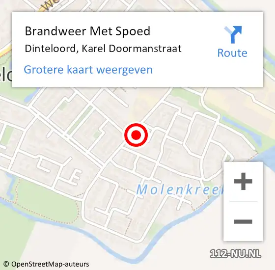 Locatie op kaart van de 112 melding: Brandweer Met Spoed Naar Dinteloord, Karel Doormanstraat op 21 november 2023 21:11