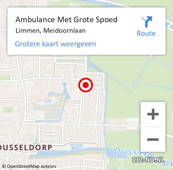 Locatie op kaart van de 112 melding: Ambulance Met Grote Spoed Naar Limmen, Meidoornlaan op 21 november 2023 21:34