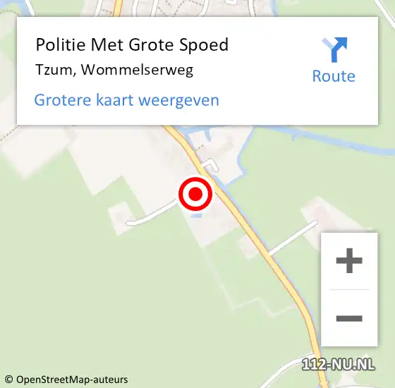 Locatie op kaart van de 112 melding: Politie Met Grote Spoed Naar Tzum, Wommelserweg op 21 november 2023 21:57
