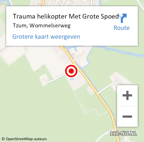 Locatie op kaart van de 112 melding: Trauma helikopter Met Grote Spoed Naar Tzum, Wommelserweg op 21 november 2023 22:05