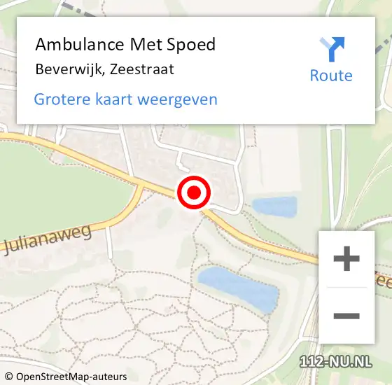 Locatie op kaart van de 112 melding: Ambulance Met Spoed Naar Beverwijk, Zeestraat op 21 november 2023 22:29