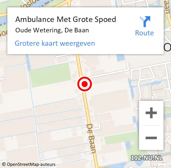 Locatie op kaart van de 112 melding: Ambulance Met Grote Spoed Naar Oude Wetering, De Baan op 21 november 2023 22:36
