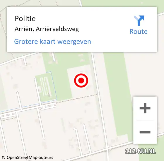 Locatie op kaart van de 112 melding: Politie Arriën, Arriërveldsweg op 21 november 2023 22:51