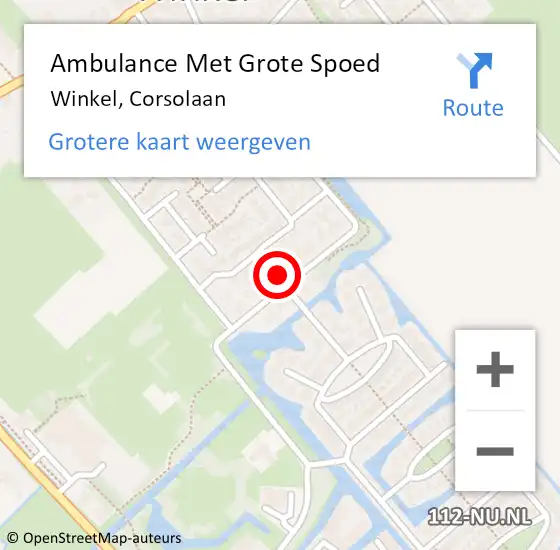 Locatie op kaart van de 112 melding: Ambulance Met Grote Spoed Naar Winkel, Corsolaan op 21 november 2023 22:52