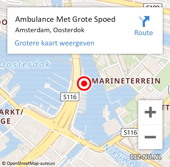 Locatie op kaart van de 112 melding: Ambulance Met Grote Spoed Naar Amsterdam, Oosterdok op 21 november 2023 23:00