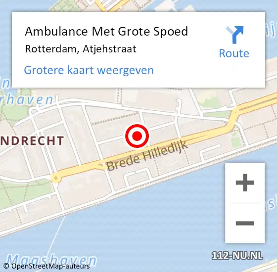 Locatie op kaart van de 112 melding: Ambulance Met Grote Spoed Naar Rotterdam, Atjehstraat op 22 november 2023 01:27