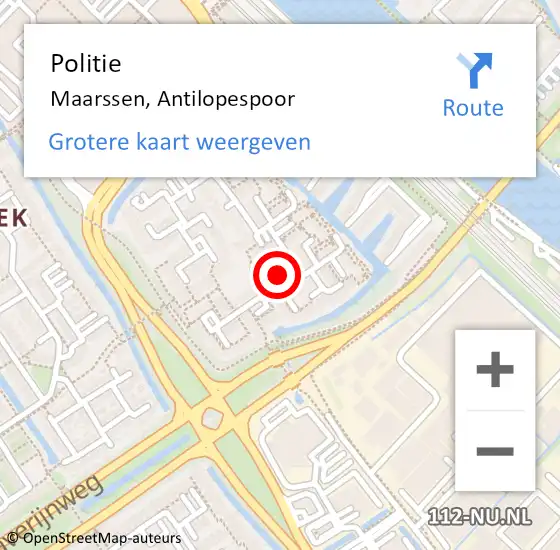 Locatie op kaart van de 112 melding: Politie Maarssen, Antilopespoor op 22 november 2023 02:38