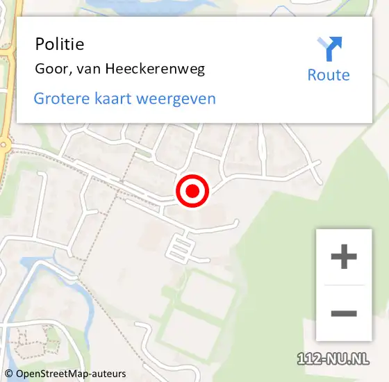 Locatie op kaart van de 112 melding: Politie Goor, van Heeckerenweg op 22 november 2023 07:54