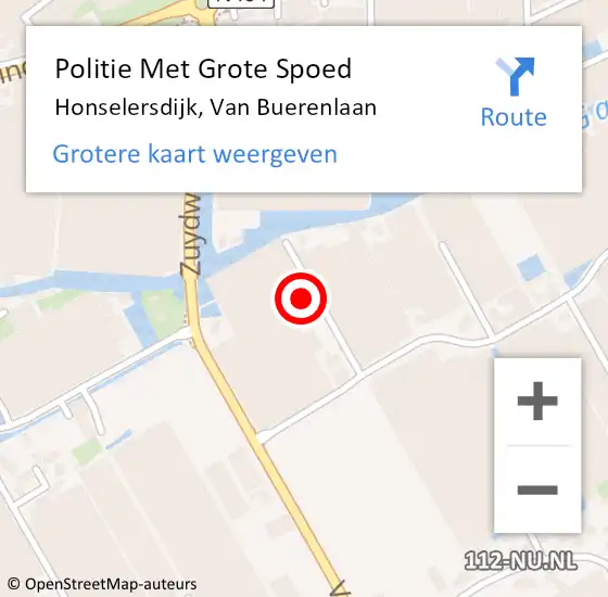 Locatie op kaart van de 112 melding: Politie Met Grote Spoed Naar Honselersdijk, Van Buerenlaan op 22 november 2023 08:15