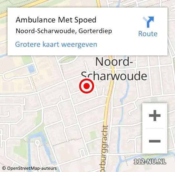 Locatie op kaart van de 112 melding: Ambulance Met Spoed Naar Noord-Scharwoude, Gorterdiep op 22 november 2023 08:46