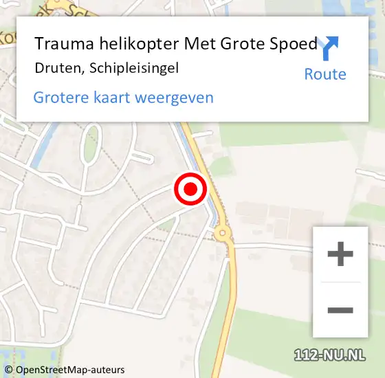 Locatie op kaart van de 112 melding: Trauma helikopter Met Grote Spoed Naar Druten, Schipleisingel op 22 november 2023 09:20