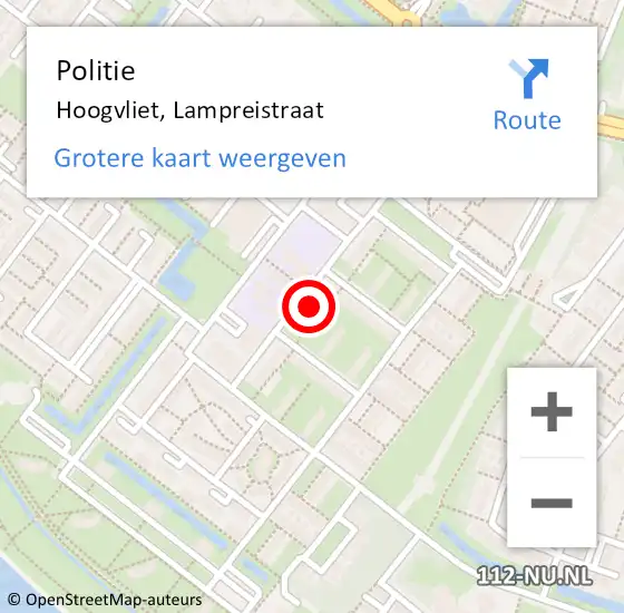Locatie op kaart van de 112 melding: Politie Hoogvliet, Lampreistraat op 22 november 2023 09:22