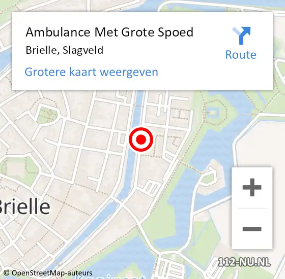 Locatie op kaart van de 112 melding: Ambulance Met Grote Spoed Naar Brielle, Slagveld op 22 november 2023 10:55