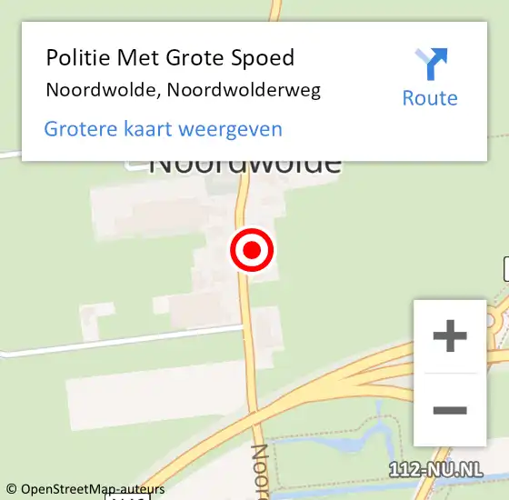 Locatie op kaart van de 112 melding: Politie Met Grote Spoed Naar Noordwolde, Noordwolderweg op 22 november 2023 10:59