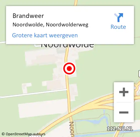 Locatie op kaart van de 112 melding: Brandweer Noordwolde, Noordwolderweg op 22 november 2023 11:04