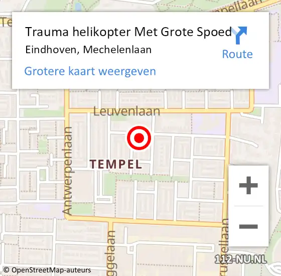 Locatie op kaart van de 112 melding: Trauma helikopter Met Grote Spoed Naar Eindhoven, Mechelenlaan op 22 november 2023 11:16