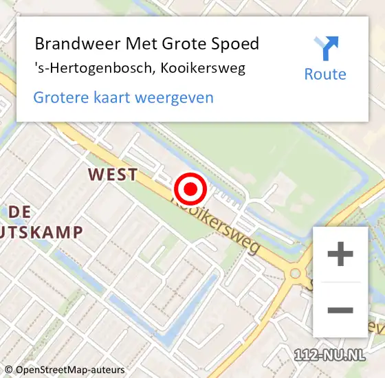 Locatie op kaart van de 112 melding: Brandweer Met Grote Spoed Naar 's-Hertogenbosch, Kooikersweg op 22 november 2023 11:18