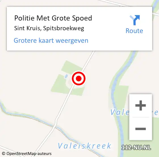 Locatie op kaart van de 112 melding: Politie Met Grote Spoed Naar Sint Kruis, Spitsbroekweg op 22 november 2023 12:08