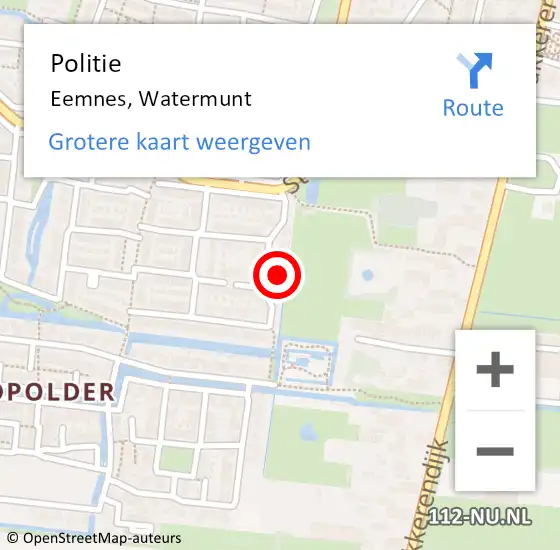 Locatie op kaart van de 112 melding: Politie Eemnes, Watermunt op 22 november 2023 12:08
