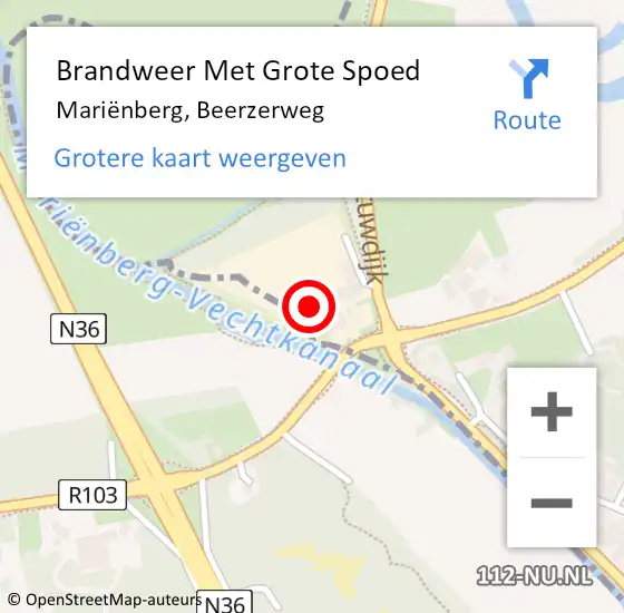 Locatie op kaart van de 112 melding: Brandweer Met Grote Spoed Naar Mariënberg, Beerzerweg op 22 november 2023 14:07