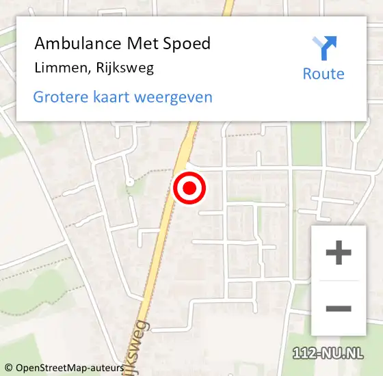 Locatie op kaart van de 112 melding: Ambulance Met Spoed Naar Limmen, Rijksweg op 22 november 2023 15:26