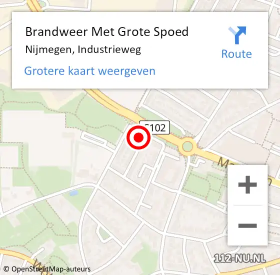 Locatie op kaart van de 112 melding: Brandweer Met Grote Spoed Naar Nijmegen, Industrieweg op 22 november 2023 15:28