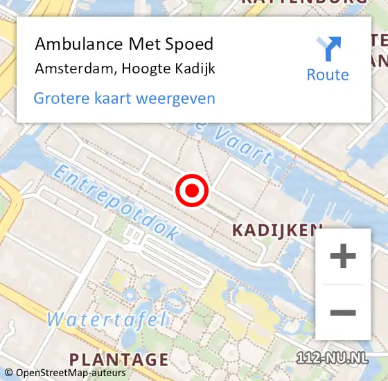 Locatie op kaart van de 112 melding: Ambulance Met Spoed Naar Amsterdam, Hoogte Kadijk op 22 november 2023 16:15
