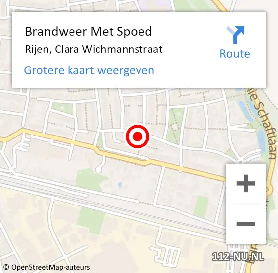 Locatie op kaart van de 112 melding: Brandweer Met Spoed Naar Rijen, Clara Wichmannstraat op 22 november 2023 16:34