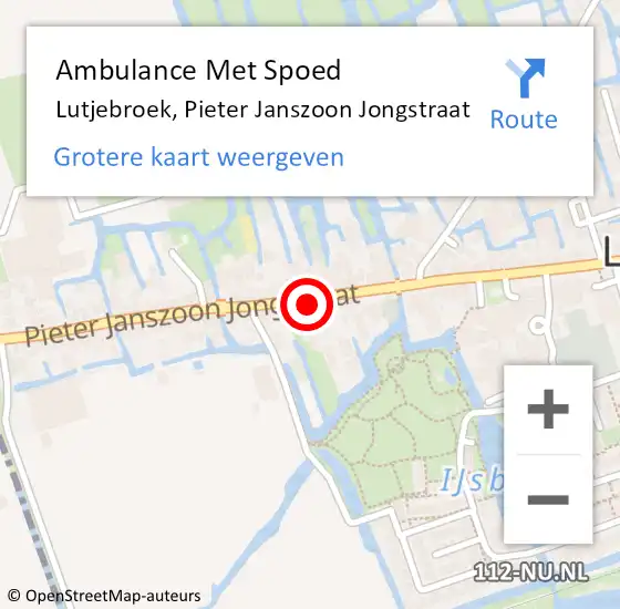 Locatie op kaart van de 112 melding: Ambulance Met Spoed Naar Lutjebroek, Pieter Janszoon Jongstraat op 22 november 2023 16:34