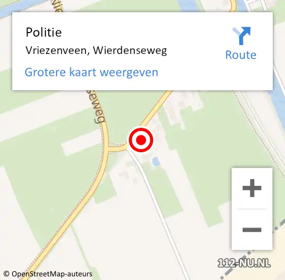Locatie op kaart van de 112 melding: Politie Vriezenveen, Wierdenseweg op 22 november 2023 16:46
