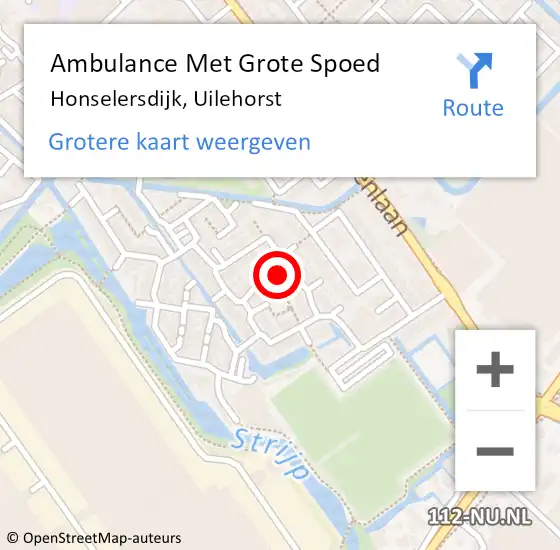 Locatie op kaart van de 112 melding: Ambulance Met Grote Spoed Naar Honselersdijk, Uilehorst op 22 november 2023 16:50
