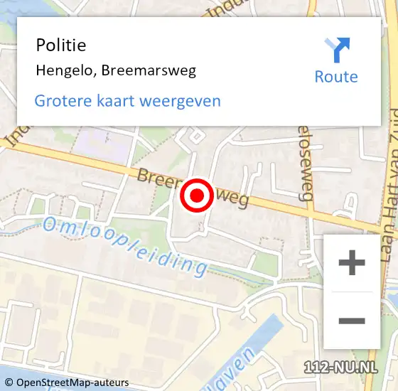 Locatie op kaart van de 112 melding: Politie Hengelo, Breemarsweg op 22 november 2023 18:18