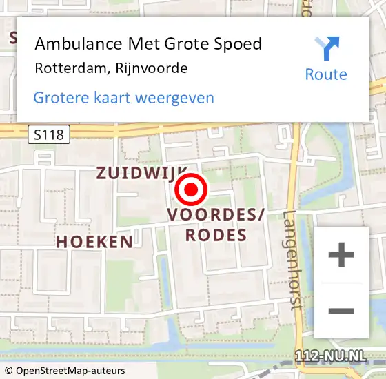 Locatie op kaart van de 112 melding: Ambulance Met Grote Spoed Naar Rotterdam, Rijnvoorde op 22 november 2023 20:53