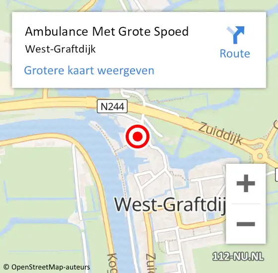 Locatie op kaart van de 112 melding: Ambulance Met Grote Spoed Naar West-Graftdijk op 22 november 2023 21:54