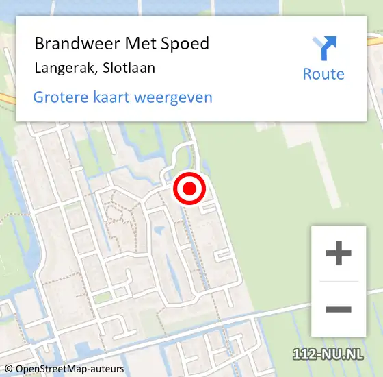 Locatie op kaart van de 112 melding: Brandweer Met Spoed Naar Langerak, Slotlaan op 22 november 2023 22:58