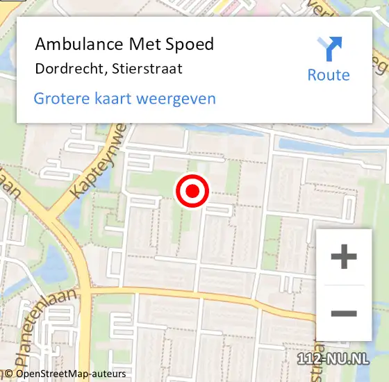 Locatie op kaart van de 112 melding: Ambulance Met Spoed Naar Dordrecht, Stierstraat op 22 november 2023 23:02