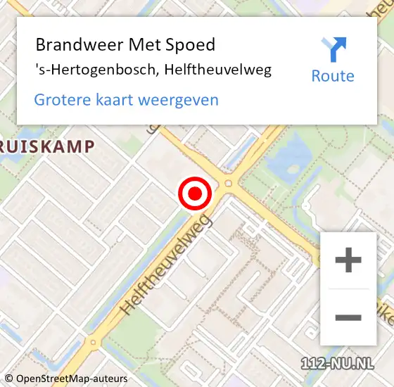 Locatie op kaart van de 112 melding: Brandweer Met Spoed Naar 's-Hertogenbosch, Helftheuvelweg op 23 november 2023 04:41