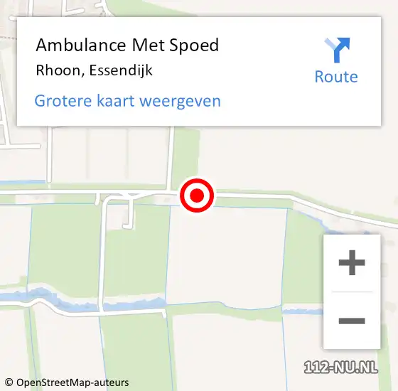 Locatie op kaart van de 112 melding: Ambulance Met Spoed Naar Rhoon, Essendijk op 23 november 2023 05:00
