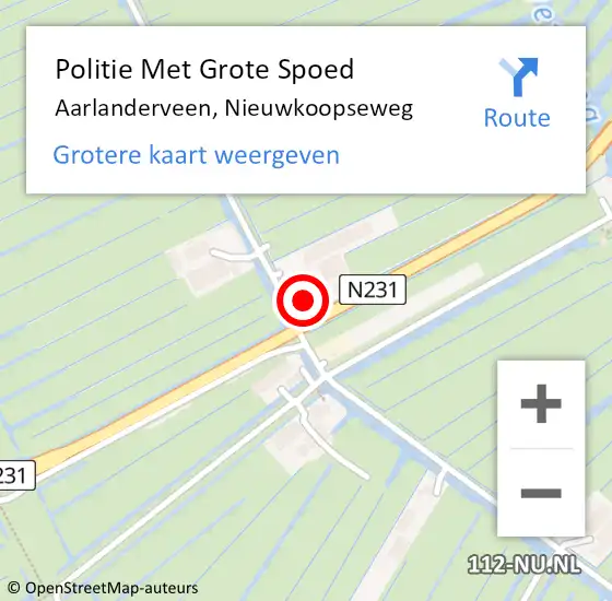 Locatie op kaart van de 112 melding: Politie Met Grote Spoed Naar Aarlanderveen, Nieuwkoopseweg op 23 november 2023 08:38