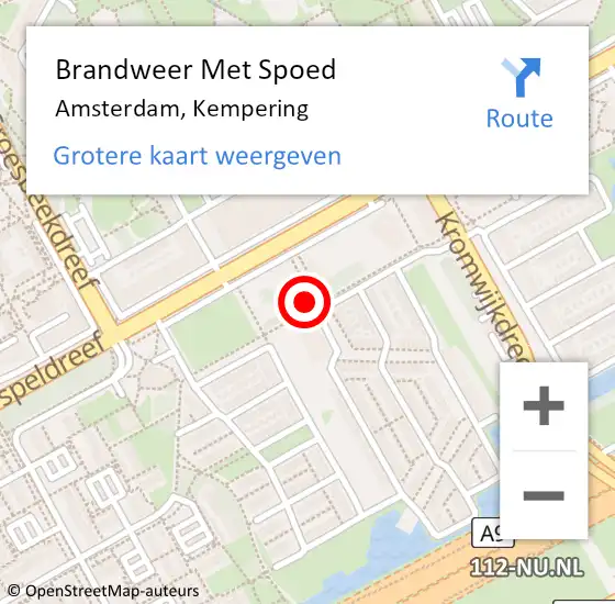 Locatie op kaart van de 112 melding: Brandweer Met Spoed Naar Amsterdam, Kempering op 23 november 2023 08:39