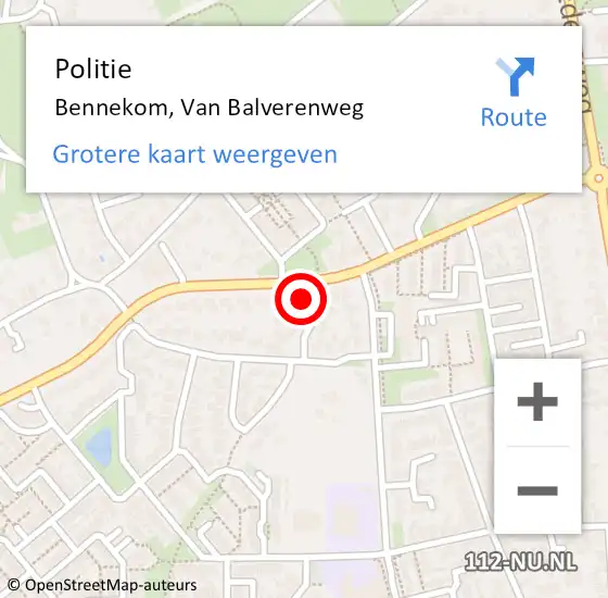 Locatie op kaart van de 112 melding: Politie Bennekom, Van Balverenweg op 23 november 2023 10:04