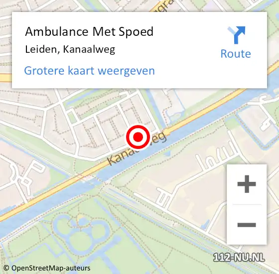 Locatie op kaart van de 112 melding: Ambulance Met Spoed Naar Leiden, Kanaalweg op 23 november 2023 10:53