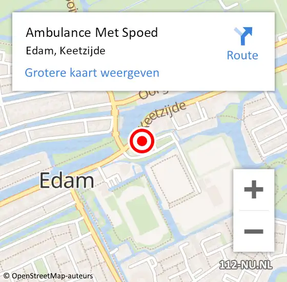 Locatie op kaart van de 112 melding: Ambulance Met Spoed Naar Edam, Keetzijde op 23 november 2023 11:38