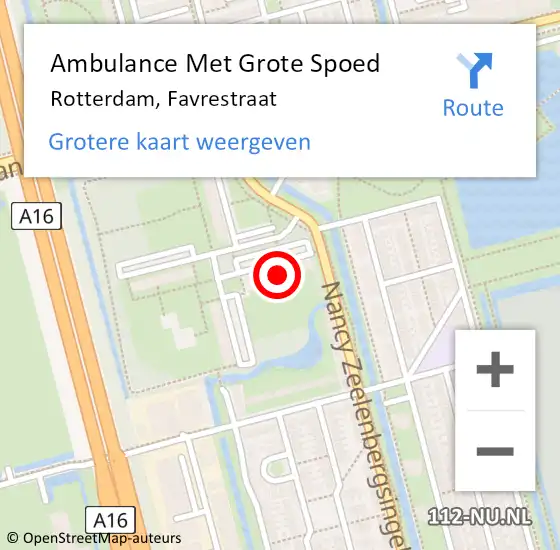 Locatie op kaart van de 112 melding: Ambulance Met Grote Spoed Naar Rotterdam, Favrestraat op 23 november 2023 12:21