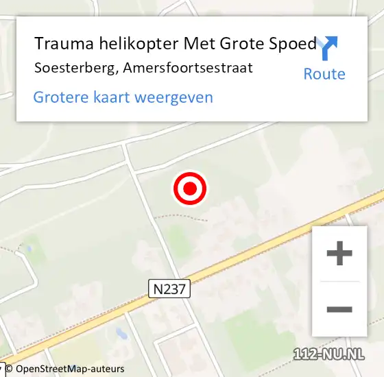 Locatie op kaart van de 112 melding: Trauma helikopter Met Grote Spoed Naar Soesterberg, Amersfoortsestraat op 23 november 2023 12:42